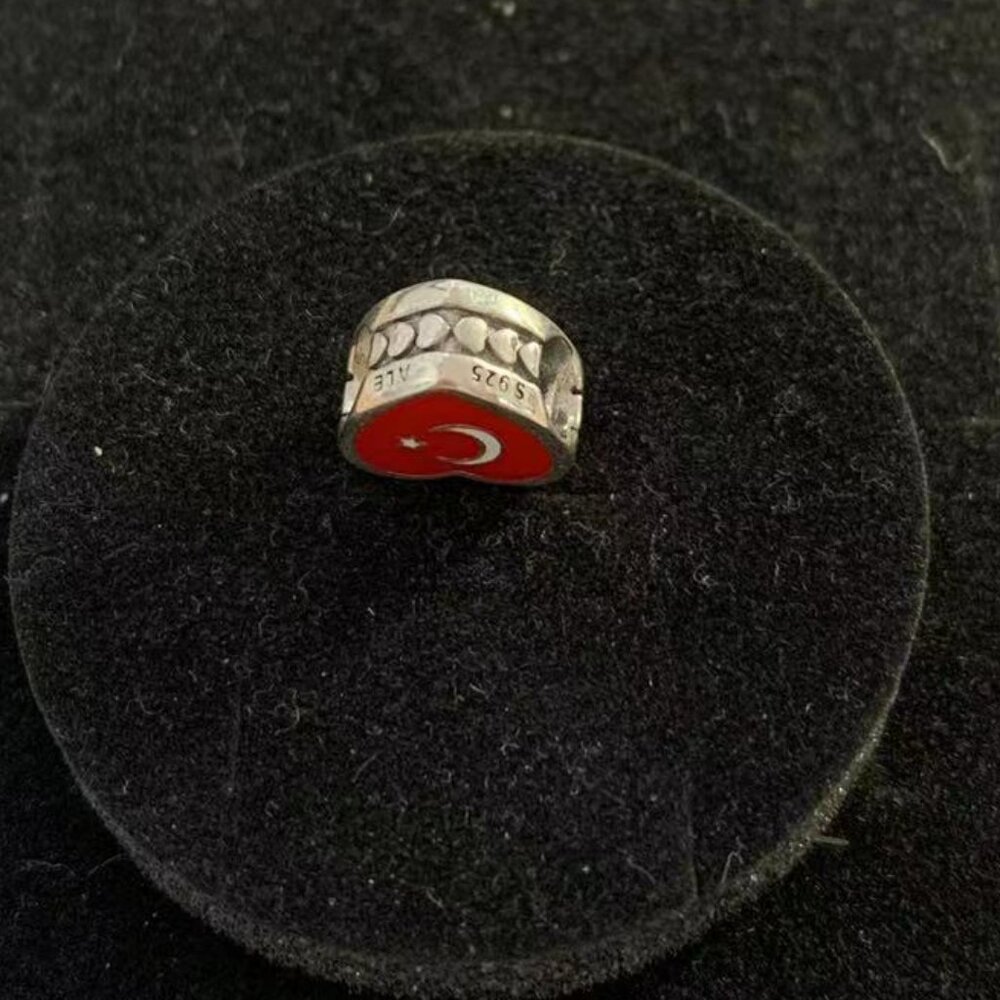 Pandora Trkye Flag Heart Charm View 2
